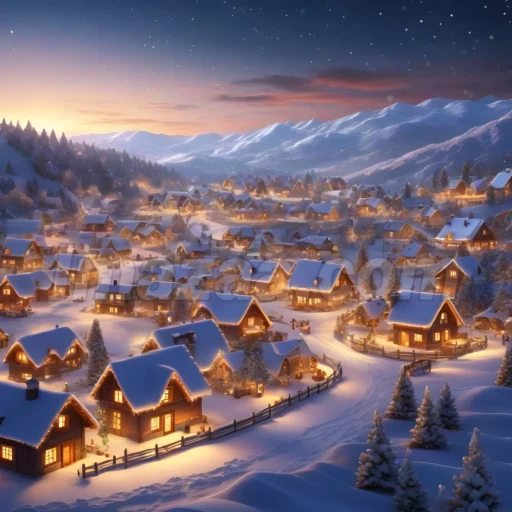 Twilight Snowy Village