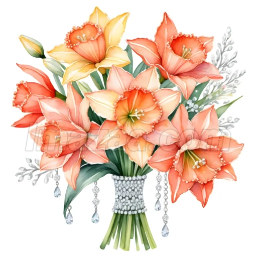 Daffodil bouquet Coral