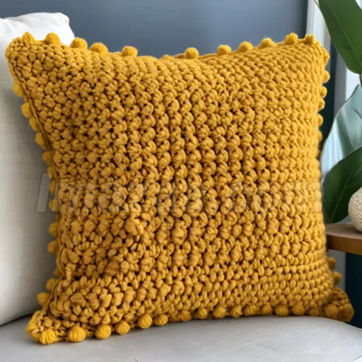 Mustard Pom Pillow