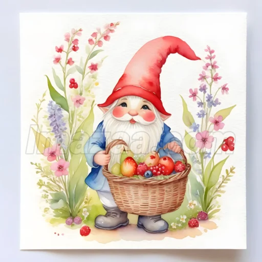 Pack of 12 Different Colored Easter Gnome Clipart Watercolor Floral Clipart Set
