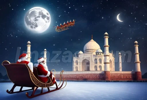 Santa Sleigh over Taj Mahal